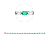 Armband 18 kt GP, 16 Bag. 3,77 ct, TW-si, 16 Smaragde 10,70 ct grün