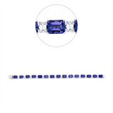 Armband 950 Pt WG+P950, 15 Bag. 2,80 ct, TW-si, 15 Tansanit 25,04 ct blau