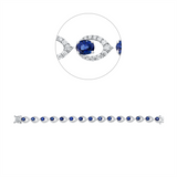 Armband 18 kt WG, 195 Brill. 2,06 ct, F-vvs/vs, 15 Saphire 7,36 ct blau
