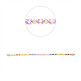 Armband 18 kt GG, 25 Brill. 0,52 ct, F-si, 25 Saphire 5,91 ct fancy