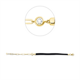 Armband 18 kt GG, Black cord, 1 Brill. 0,23 ct, TW-si