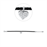 Armband 18 kt WG, schwarzes cord,mit ZÖ 16,5 cm, 20 Brill. 0,42 ct, TW-si