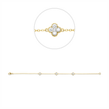 Armband 18 kt GG, 3 Brill. 0,04 ct, TW-si, 12 Brill. 0,48 ct, TW-si