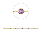 Armband 18 kt GG, 4 Brill. 0,06 ct, TW-si, 1 Amethyst 0,90 ct lila, 4 Amethyste 0,95 ct lila