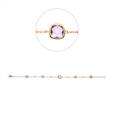 Armband 18 kt RG, 4 Brill. 0,06 ct, TW-si, 1 Amethyst 0,84 ct pink, 4 Amethyste 0,97 ct pink