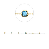Armband 18 kt GG, 4 Brill. 0,06 ct, TW-si, 1 Topas 1,81 ct blau, 4 Topase 1,50 ct blau
