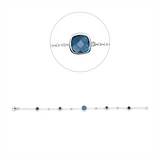 Armband 18 kt WG, 4 Brill. 0,06 ct, TW-si, 1 Topas 0,87 ct Lond. blue, 4 Topase 1,31 ct Lond. blue