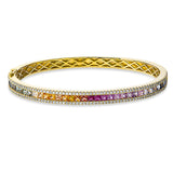 Armreif 18 kt GG, 142 Brill. 0,92 ct, TW-si, 36 Saphire 4,13 ct multicolor