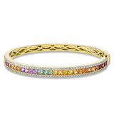Armreif 18 kt GG, 108 Brill. 1,20 ct, W-pi, 28 Saphire 5,00 ct multicolor