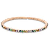 Armreif 18 kt RG, 11 Brill. 0,67 ct, TW-vsi/si, 58 Saphire 5,02 ct multicolor