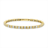 Armreif 14 kt GG, 36 Bag. 2,00 ct, TW-si, 19 Brill. 1,21 ct, TW-si