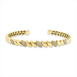 Armreif 14 kt GG, 55 Brill. 0,34 ct, TW-pi