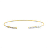 Armreif 14 kt GG, 5 Bag. 0,26 ct, F-vsi/si, 13 Brill. 0,11 ct, TW-pi