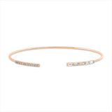 Armreif 14 kt RG, 5 Bag. 0,24 ct, F-vsi/si, 13 Brill. 0,11 ct, TW-pi