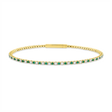 Armreif 18 kt GG, Fassung rhodiniert, 41 Brill. 0,50 ct, TW-si, 42 Smaragde 0,51 ct grün