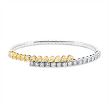 Armreif 950 Pt GP, 16 Brill. 2,36 ct, TW-vsi, 13 Tropfen 3,13 ct, gelb