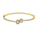 Armreif 18 kt GG, 2 Bag. 0,38 ct, TW-vsi, 68 Brill. 0,66 ct, TW-si