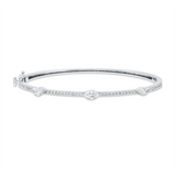 Armreif 18 kt WG, 4 Brill. 0,10 ct, F-si, 3 Nav. 0,92 ct, F-vsi, 32 Brill. 0,40 ct, F-si