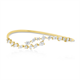 Armreif 18 kt GG, 1 Oval 0,17 ct, 3 Sm.schliff 0,40 ct, 5 Tropfen 0,80 ct, 5 Brill. 0,34 ct, TW-si