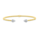 Armreif 14 kt GG+WG, 2 Brill. 0,17 ct, TW-pi, 2 Brill. 0,03 ct, TW-pi