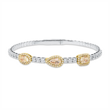 Armreif 950 Pt GP, 18 Brill. 1,64 ct, TW-si, 2 Fant-Schl. 2,91 ct, gelb, 53 Brill. 0,51 ct, gelb